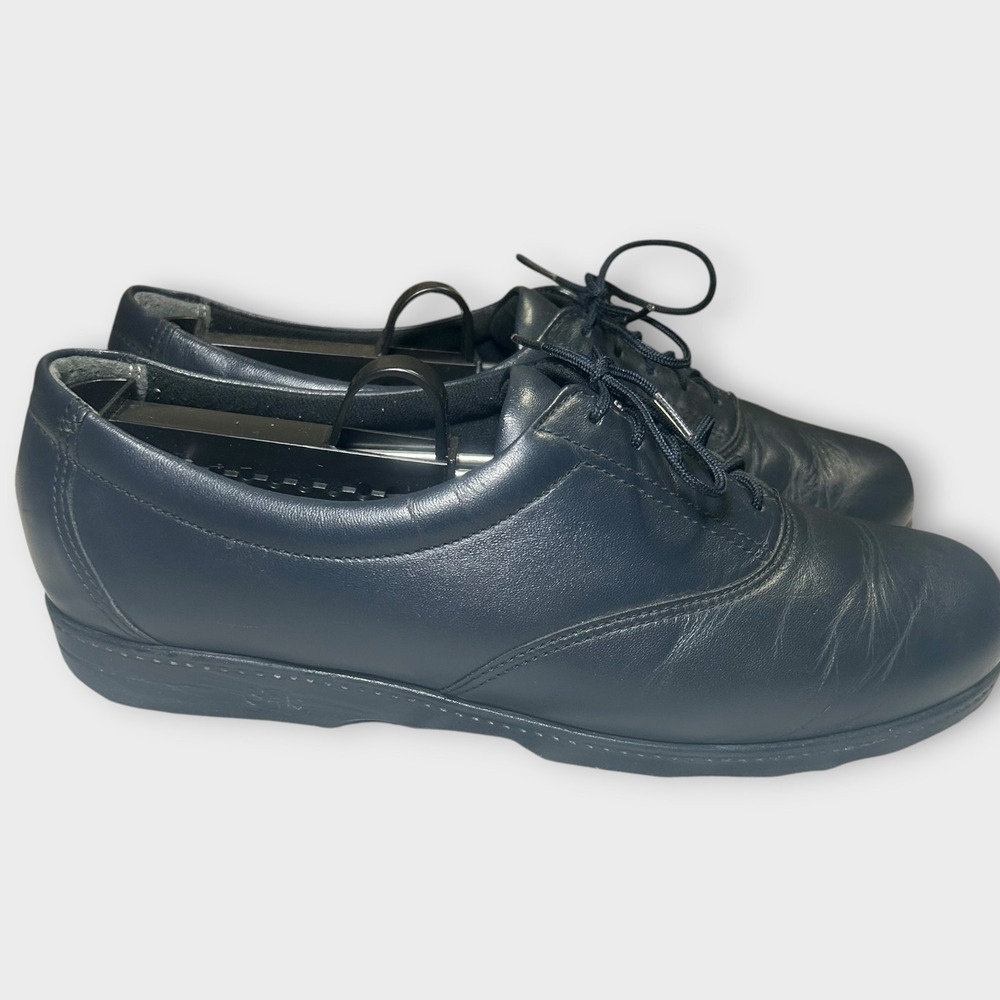 SAS Whisper Navy Blue Leather Comfort Walking Shoes Womens 10 N Narrow Oxford